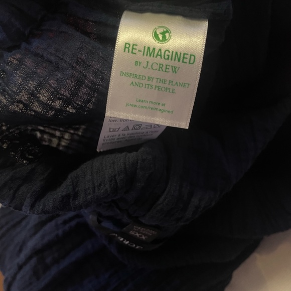 JCrew Drapey Crinkle Cotton Beach Pants Style J1905 Navy Sz XXS. - Picture 7 of 8